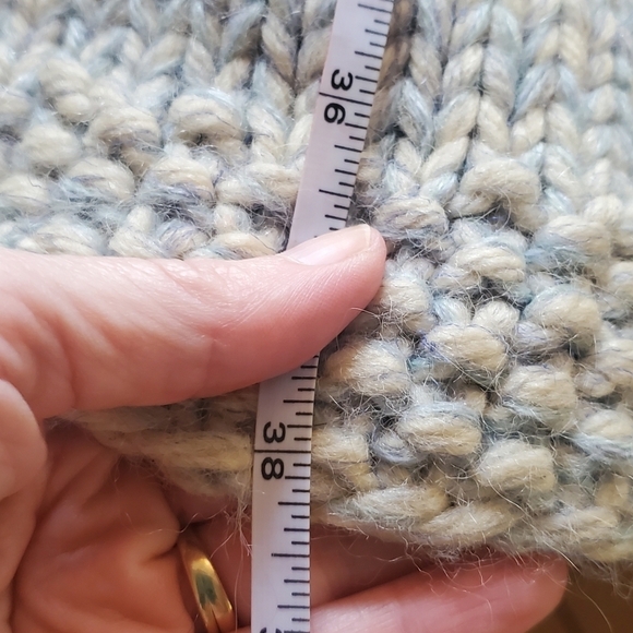 Vintage Handmade Pure Wool Blue Lined Heavy Knit Button-Down Sz. XL Coat - Picture 6 of 12